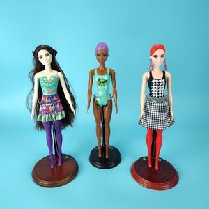 Mattel Barbie Color Reveal Dolls Molded Hair Lot of 3 OOAK or Play